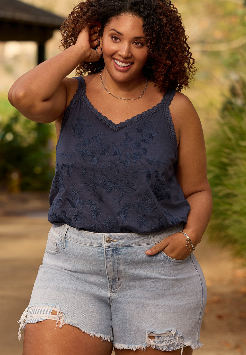 Plus Size m jeans by maurices™ Mid Rise Printed Pocket 5in Shorts