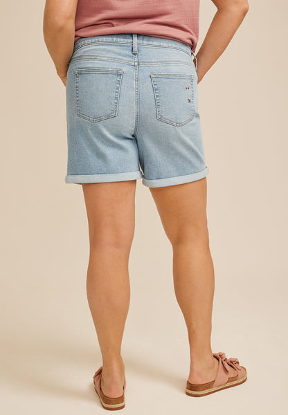 Plus Size m jeans by maurices™ Floral Embroidered High Rise 6in Short