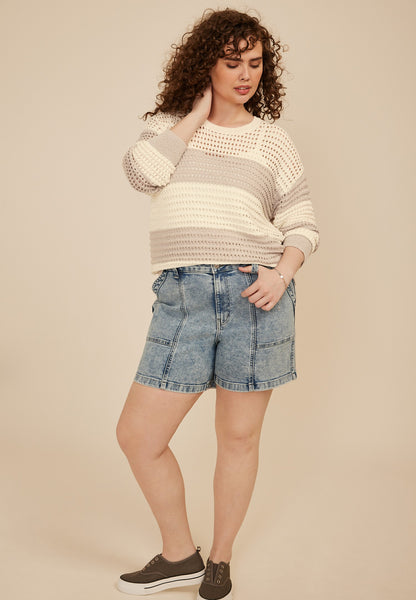 Plus Size m jeans by maurices™ High Rise Seam Front Wide 6in Shorts