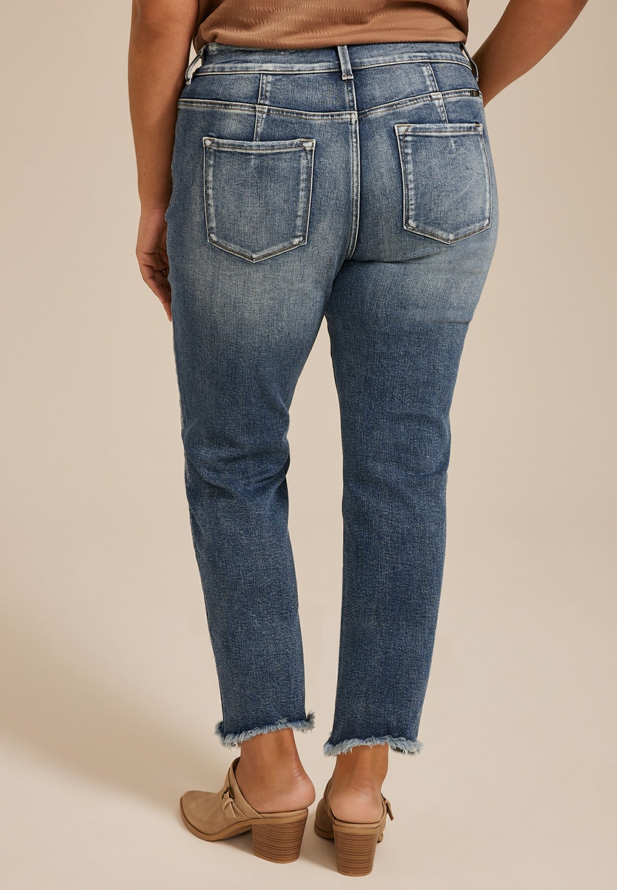 Plus Size KanCan™ High Rise Fray Hem Button Fly Capri