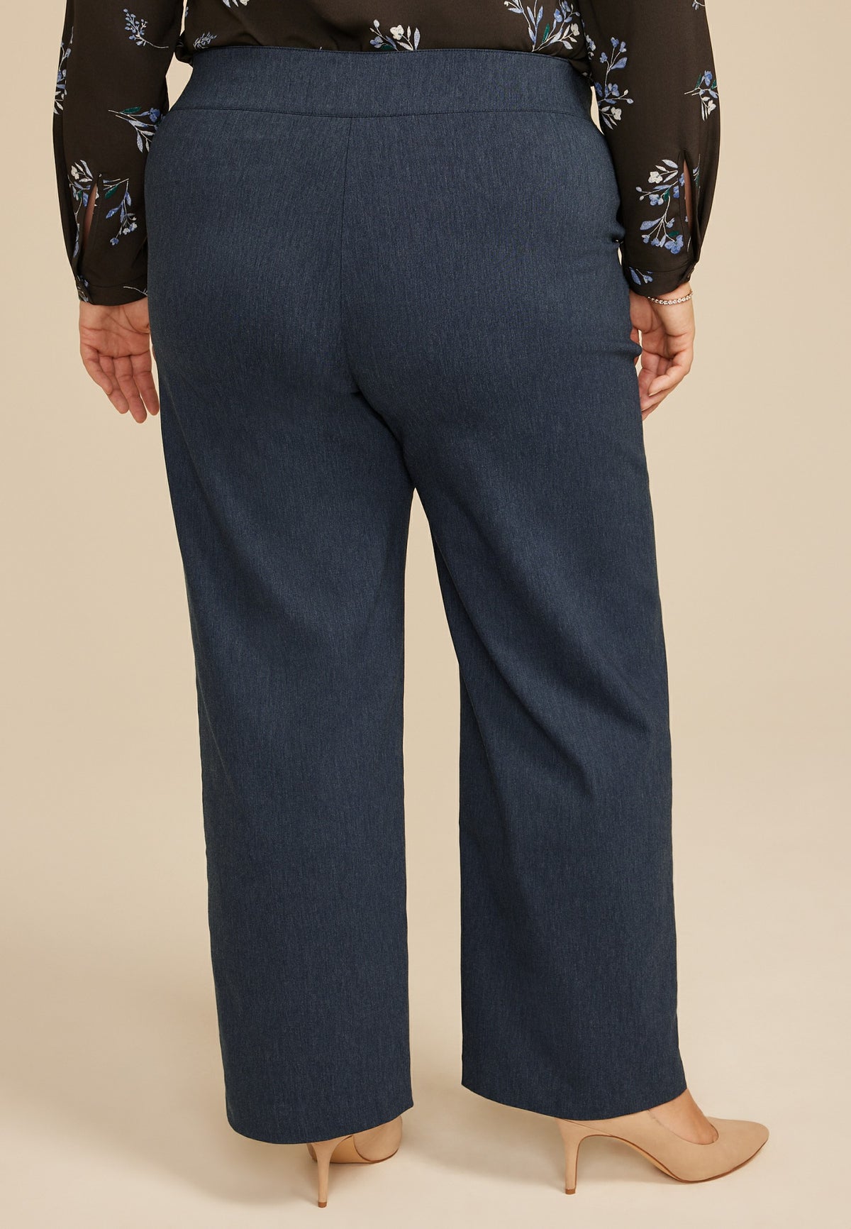 Plus Size Denim Bengaline Wide Leg Pant