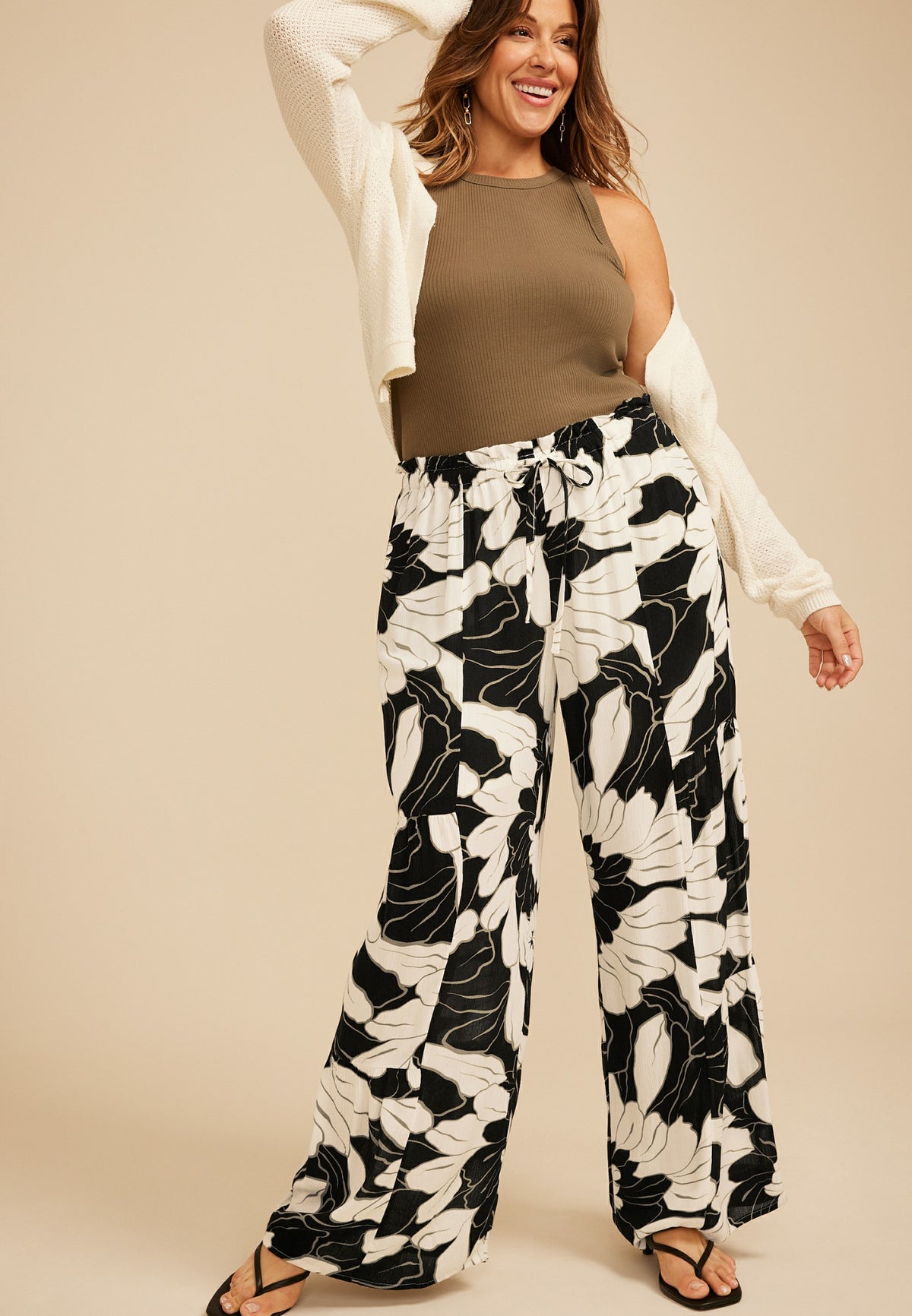 Plus Size Floral High Rise Palazzo Pant