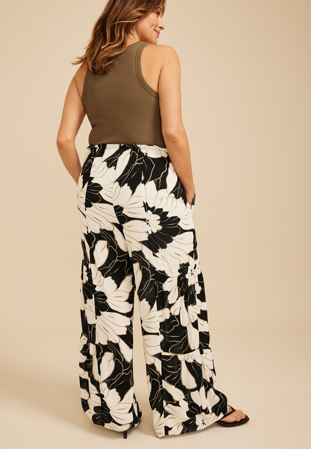 Plus Size Floral High Rise Palazzo Pant