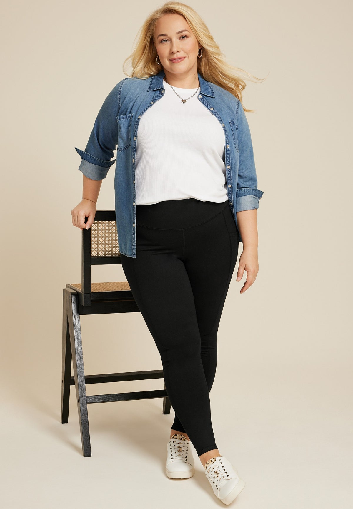 Plus Size Black Super High Rise Pocket Luxe Legging