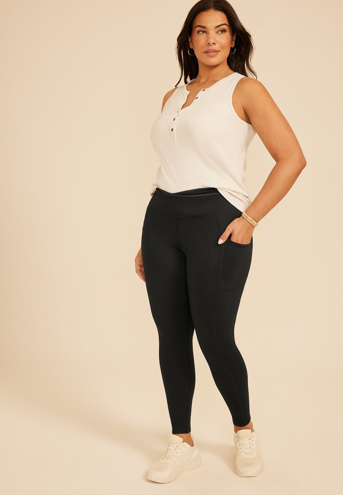 Plus Size High Rise Luxe Liquid Shine Contrast Cross Waist Legging