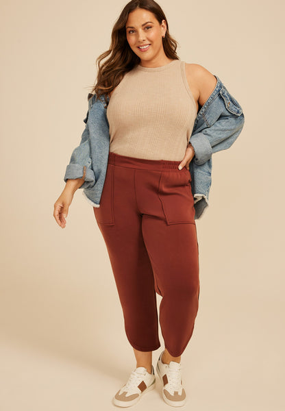 Plus Size Cloud Scuba Knit High Rise Tulip Hem Pant