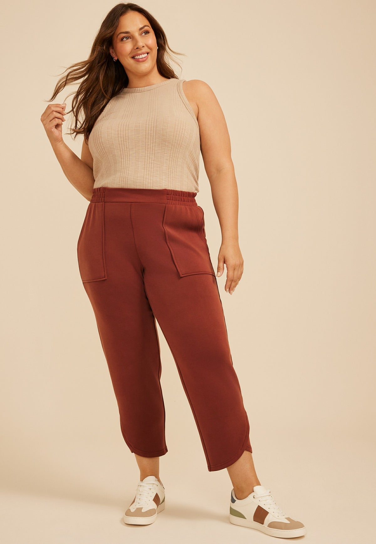 Plus Size Cloud Scuba Knit High Rise Tulip Hem Pant
