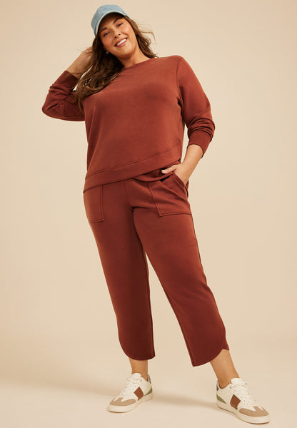 Plus Size Cloud Scuba Knit High Rise Tulip Hem Pant