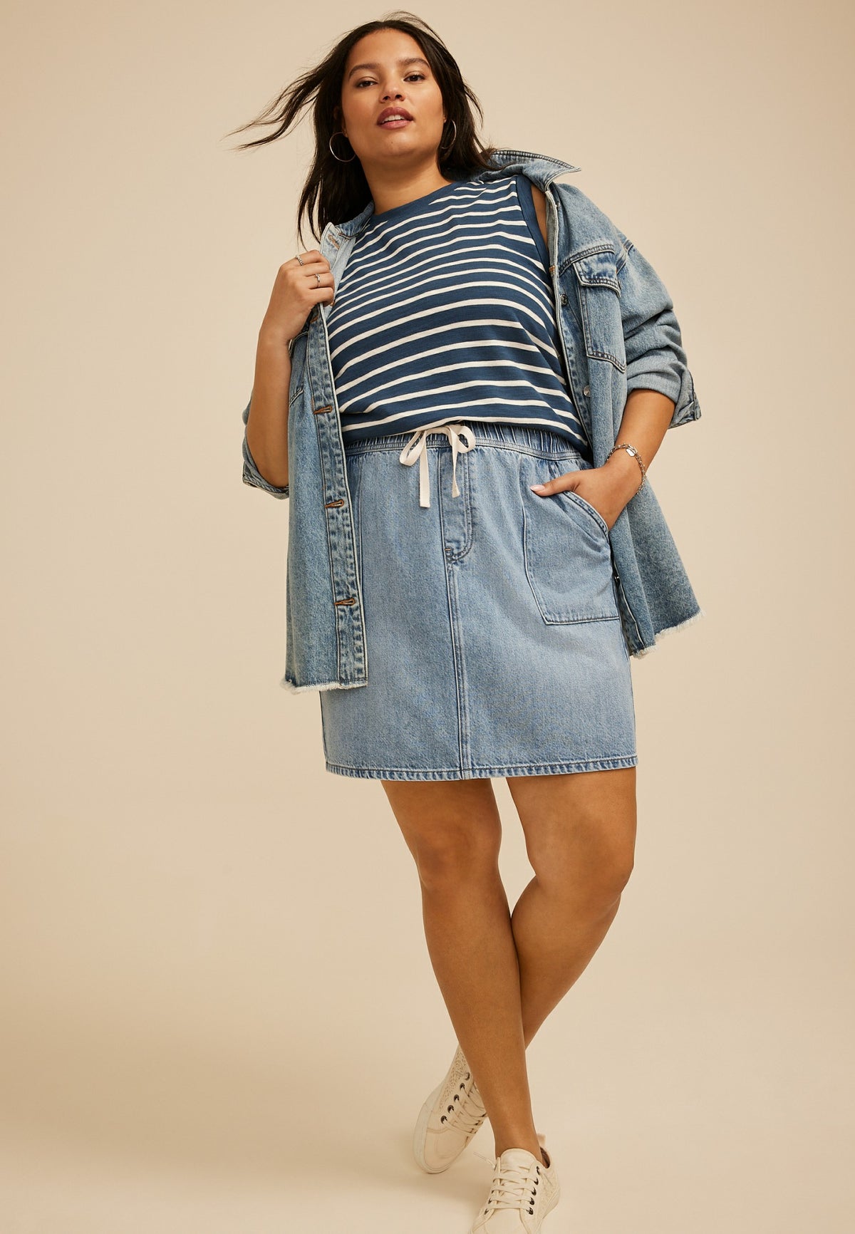 Plus Size m jeans by maurices™ High Rise Light Soft Pull On Skirt