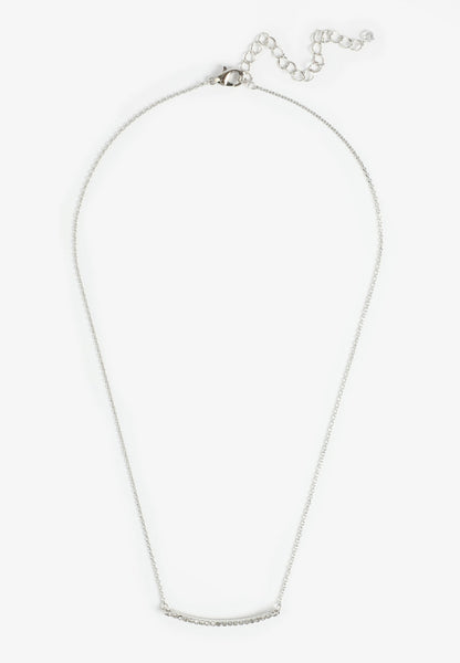 Everyday Layers Silver Rhinestone Bar Necklace