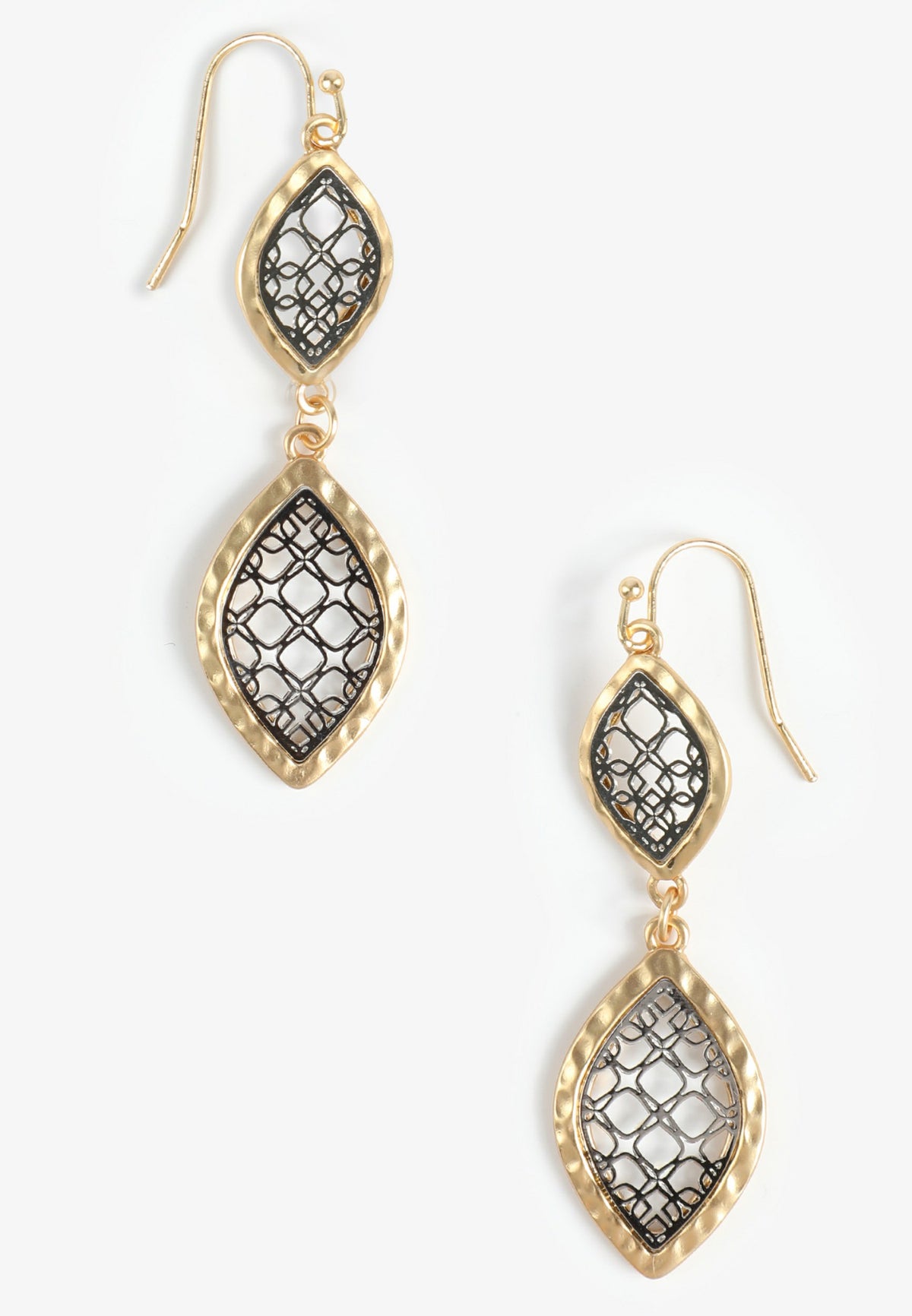 Mixed Metal Filigree Drop Earrings