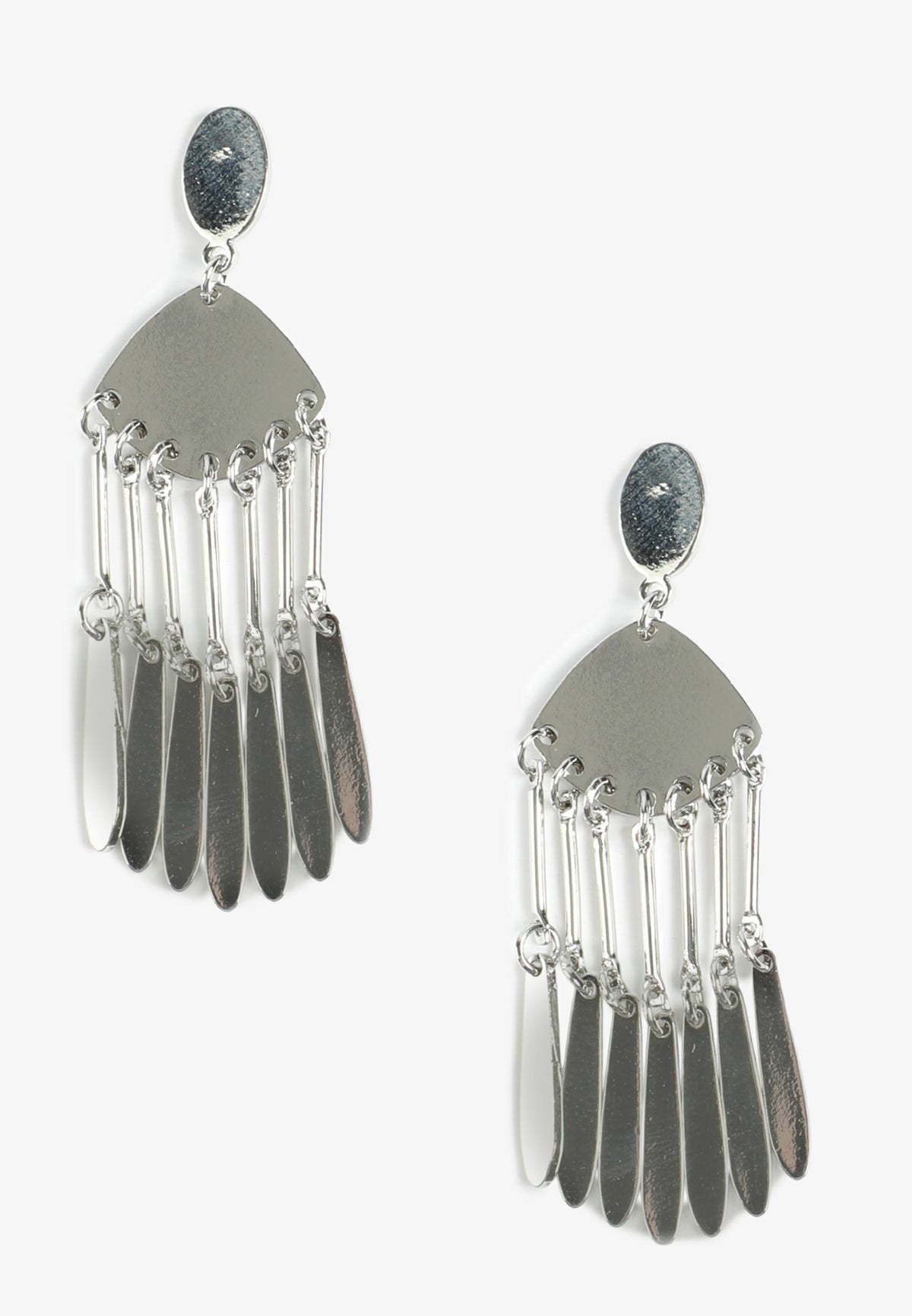 Silver Fringe Metal Drop Earrings