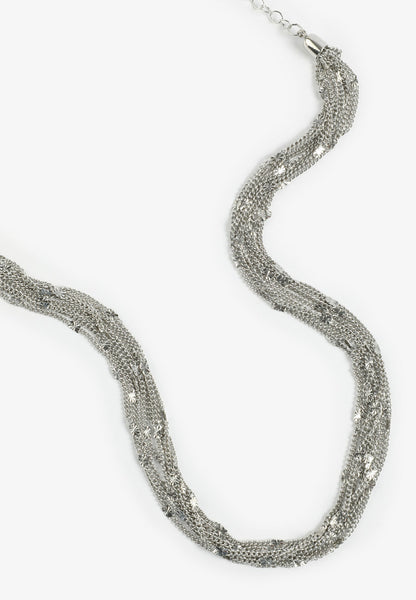 Silver Multi Strand Chain Necklace