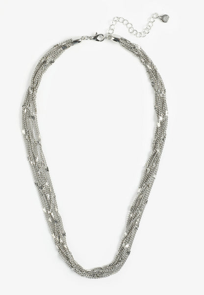 Silver Multi Strand Chain Necklace