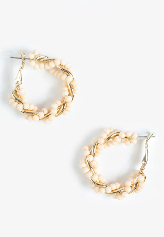 Neutral Beaded Hoop Earrings
