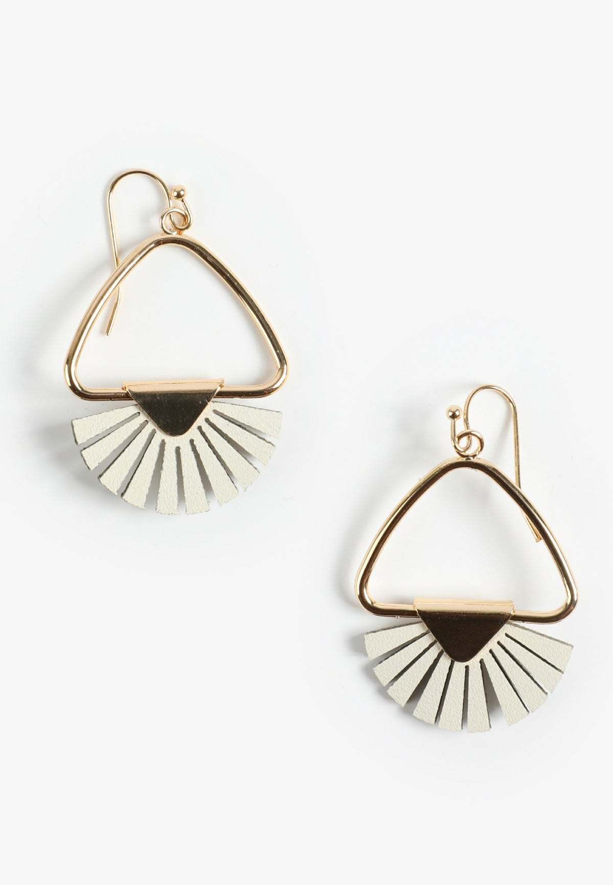 Gold And  Cream Geometric Fan Drop Earrings
